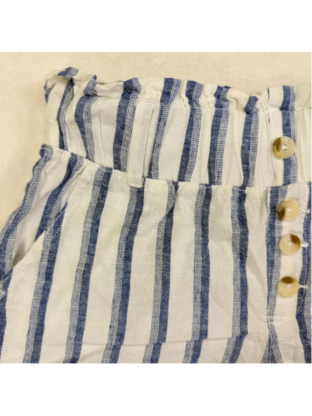Women's Rewash High Waist Striped Shorts Medium White Blue - Picture 3 of 11